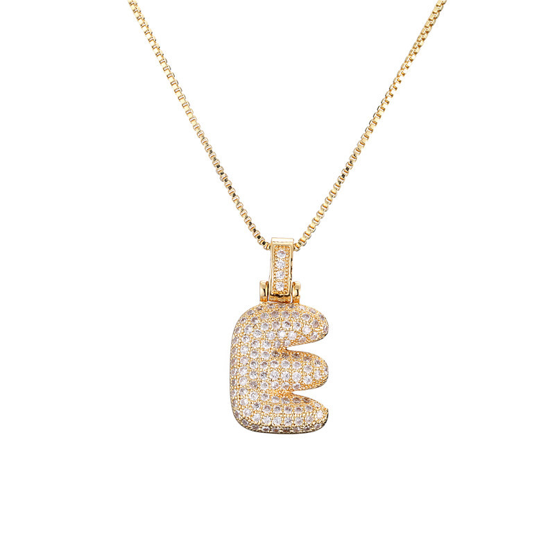 ICED BUBBLE LETTER INITIAL NECKLACE