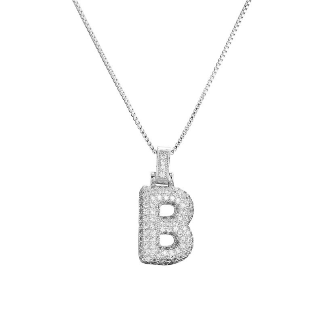 ICED BUBBLE LETTER INITIAL NECKLACE