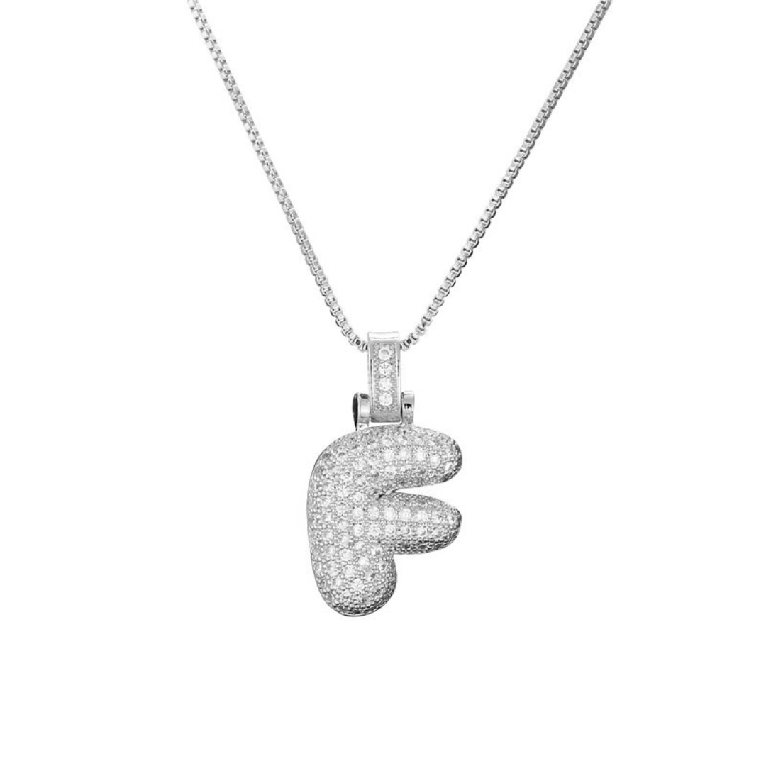 ICED BUBBLE LETTER INITIAL NECKLACE