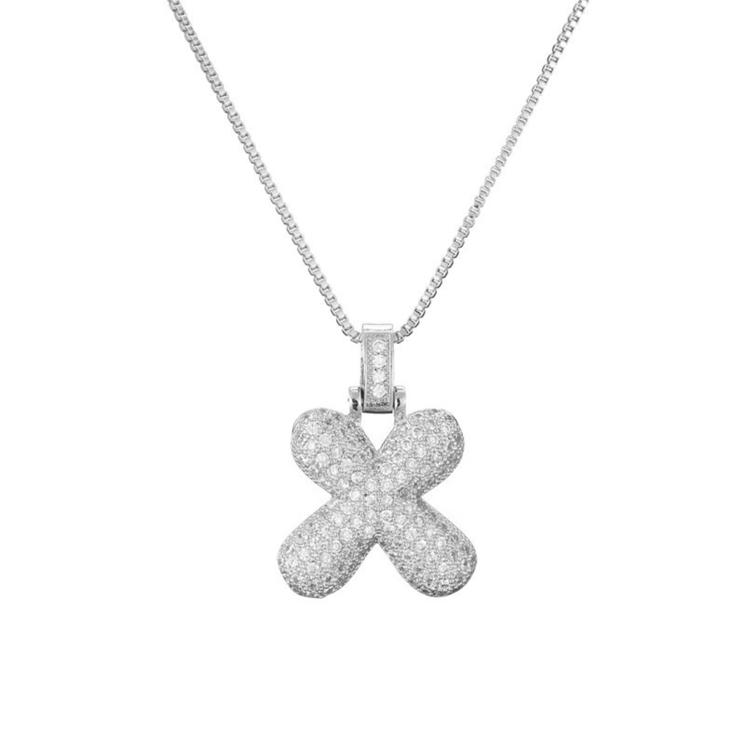 ICED BUBBLE LETTER INITIAL NECKLACE